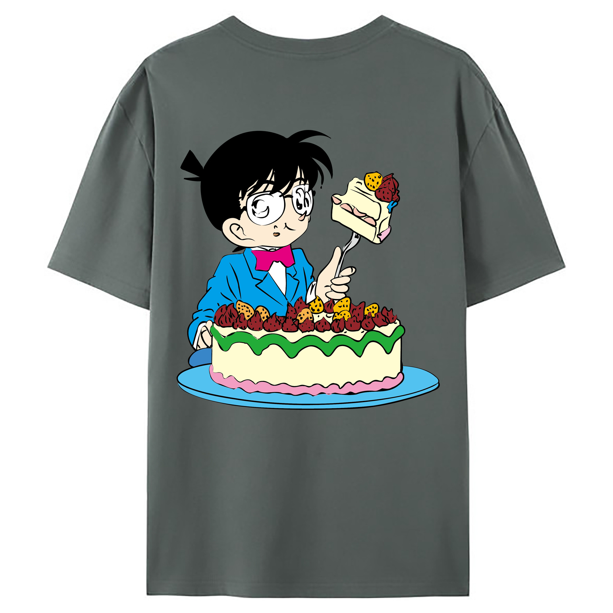 （画像用） 名探偵コナン 江戸川 コナン Detective Conan Conan Edogawa 綿100％ メンズ半袖Tシャツ（バックプリント） 通気性